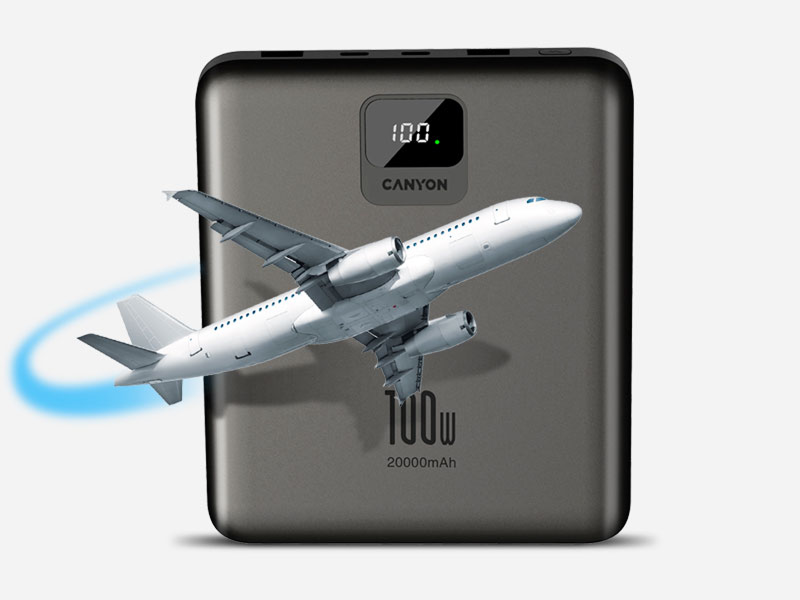 Canyon power bank PB-2008: 20,000 mAh / 74 Wh, 100 W output